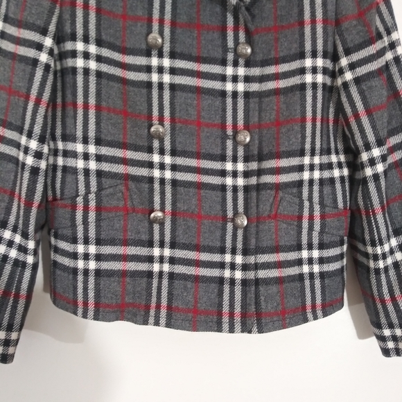Anne Klein 100% wool plaid double breasted jacket - Picture 3 of 8